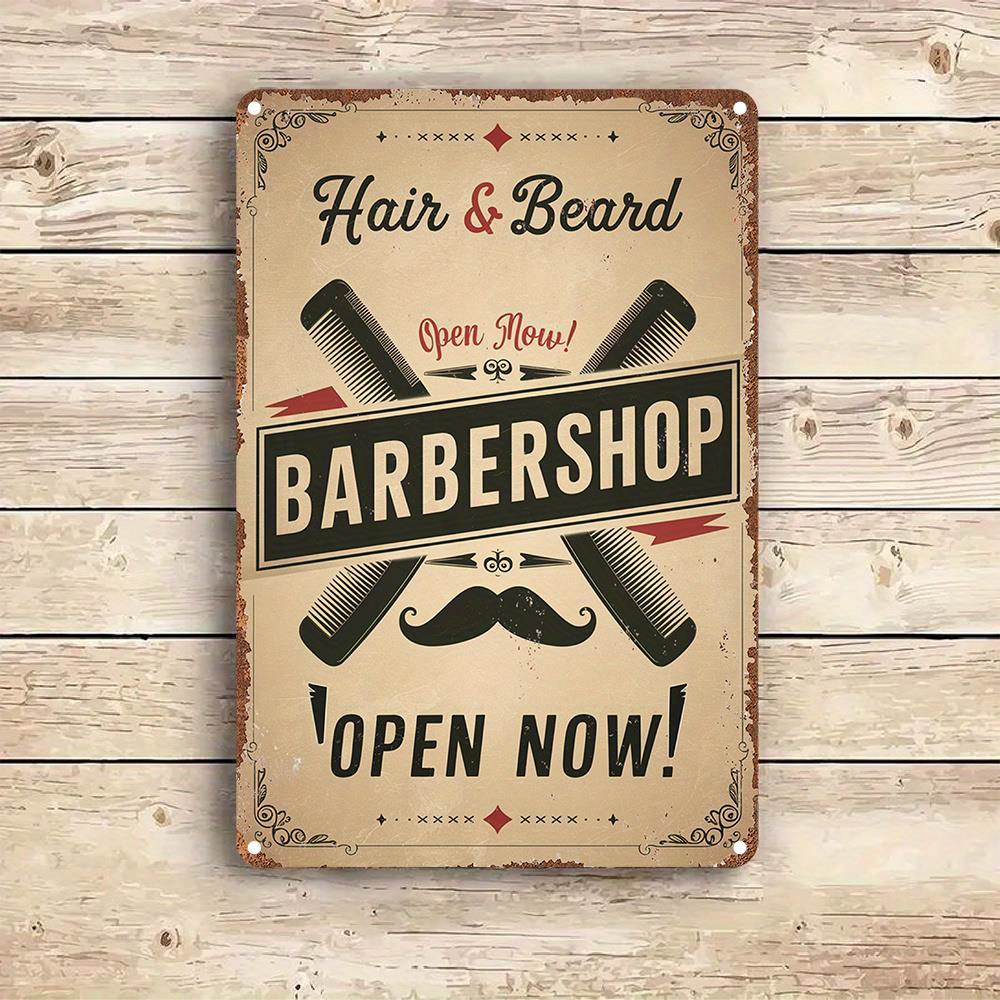 Home Barbershop - Vintage Barbershop Sign - Retro Metal