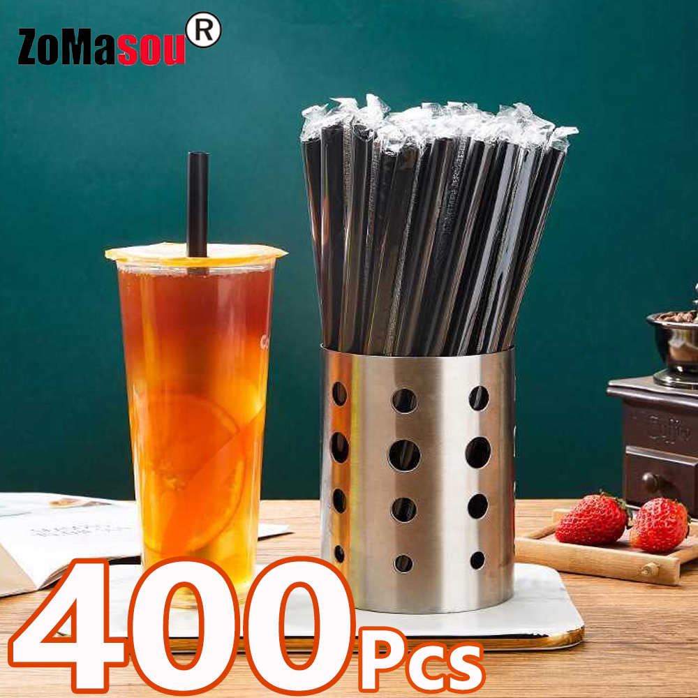 Home Bar Setup - 50/400Pcs Large Black Drinking Straws Big
