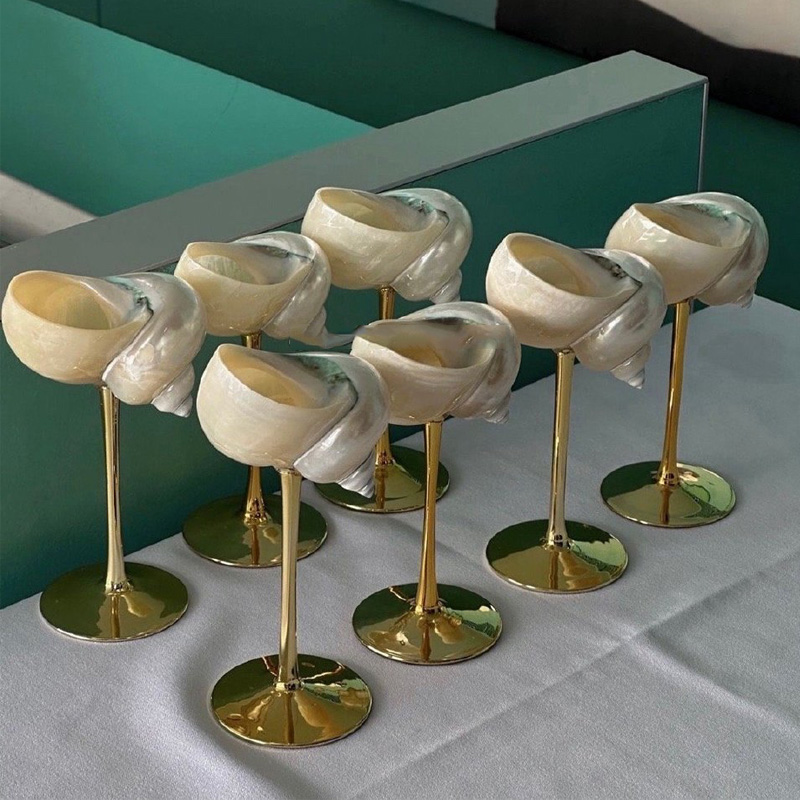 Home Bar Setup - Natural Conch Wine Glass Bar and