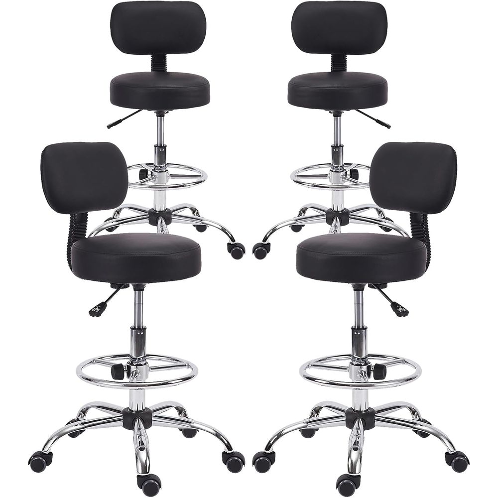 Home Bar And Kitchen - Adjustable Swivel Bar Stool with Backrest,