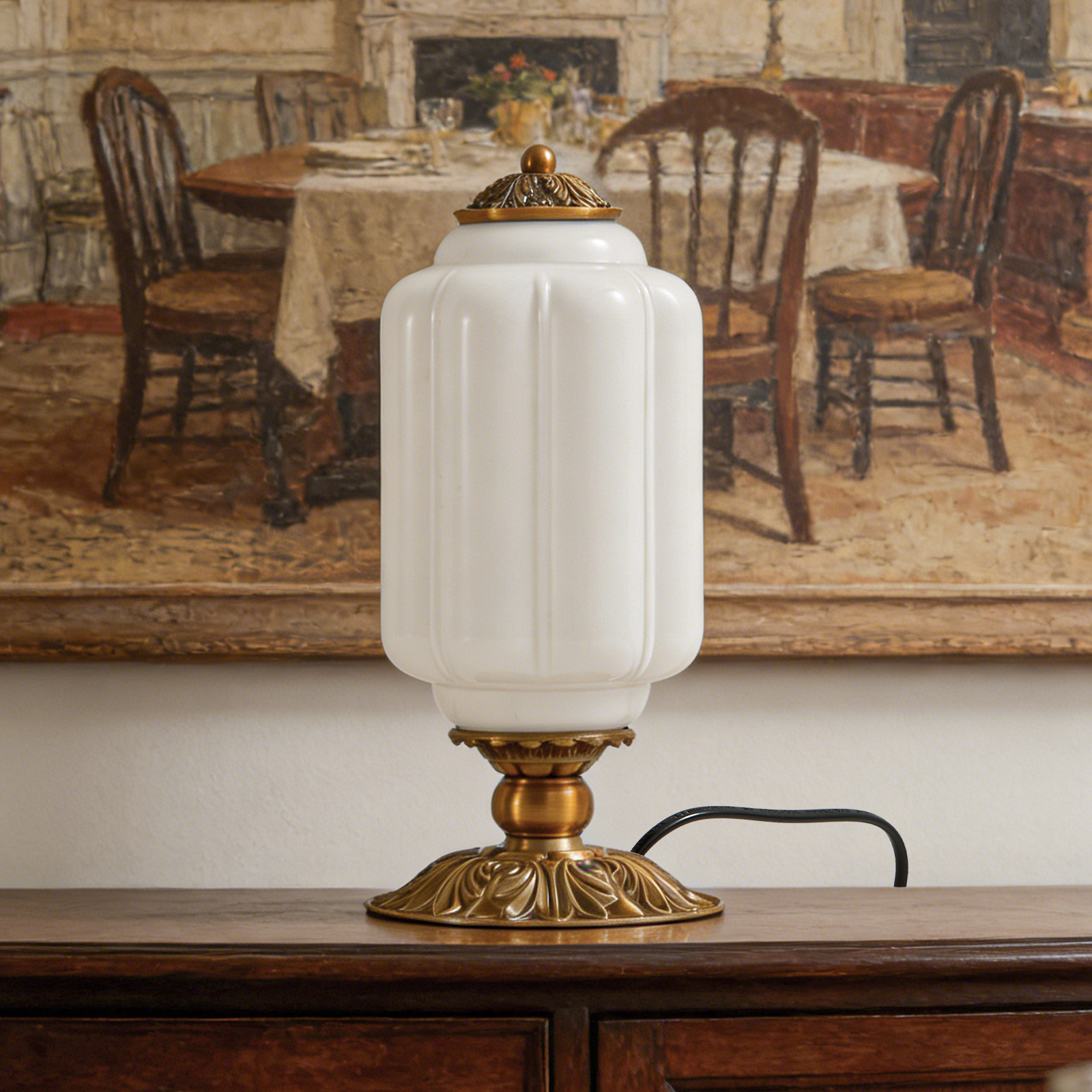 Old Fashioned Glass - Nordic Vintage Milk Glass Table Lamp