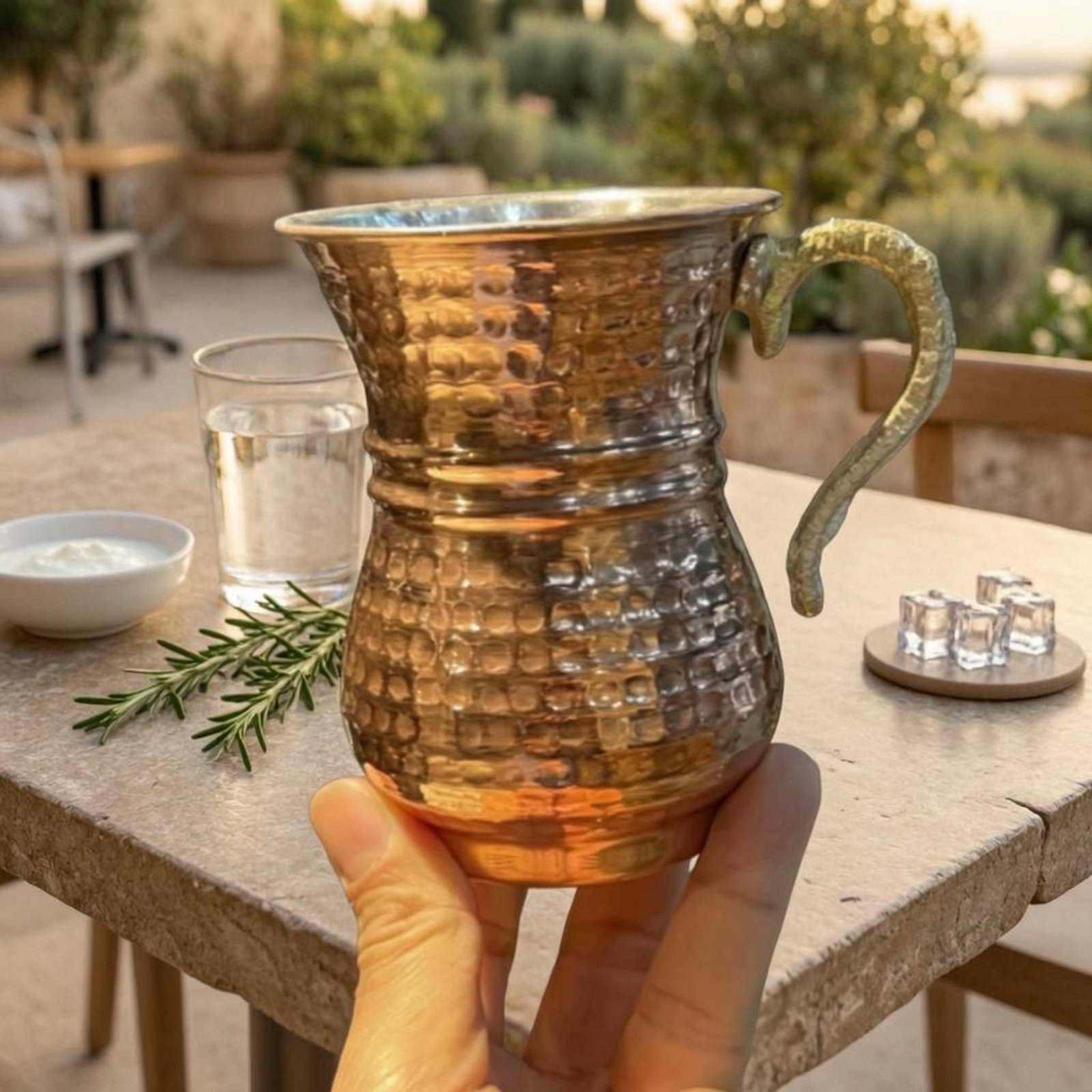 Mule Copper Mug - Metal Cup with Handle Flared Rim
