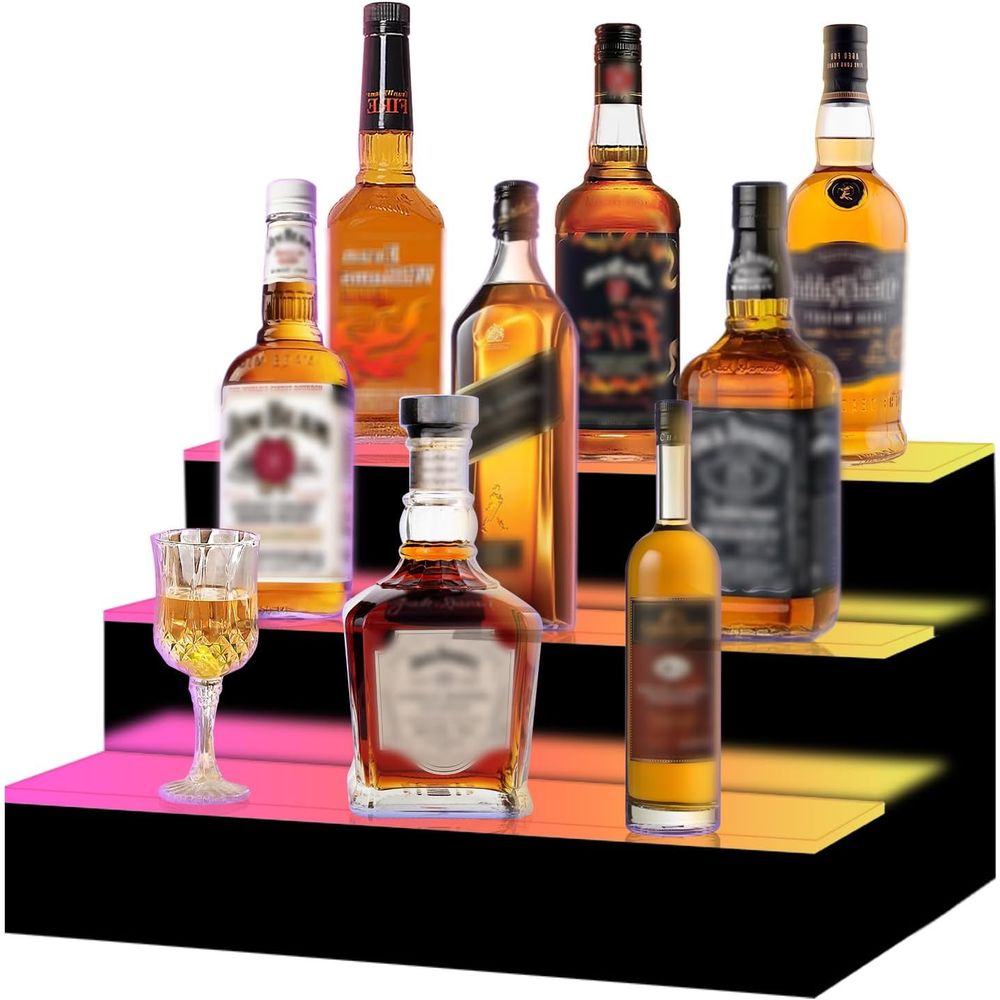 16 Inch 3 Step LED Lighted Liq - Home Bar Shelf reseña y precio