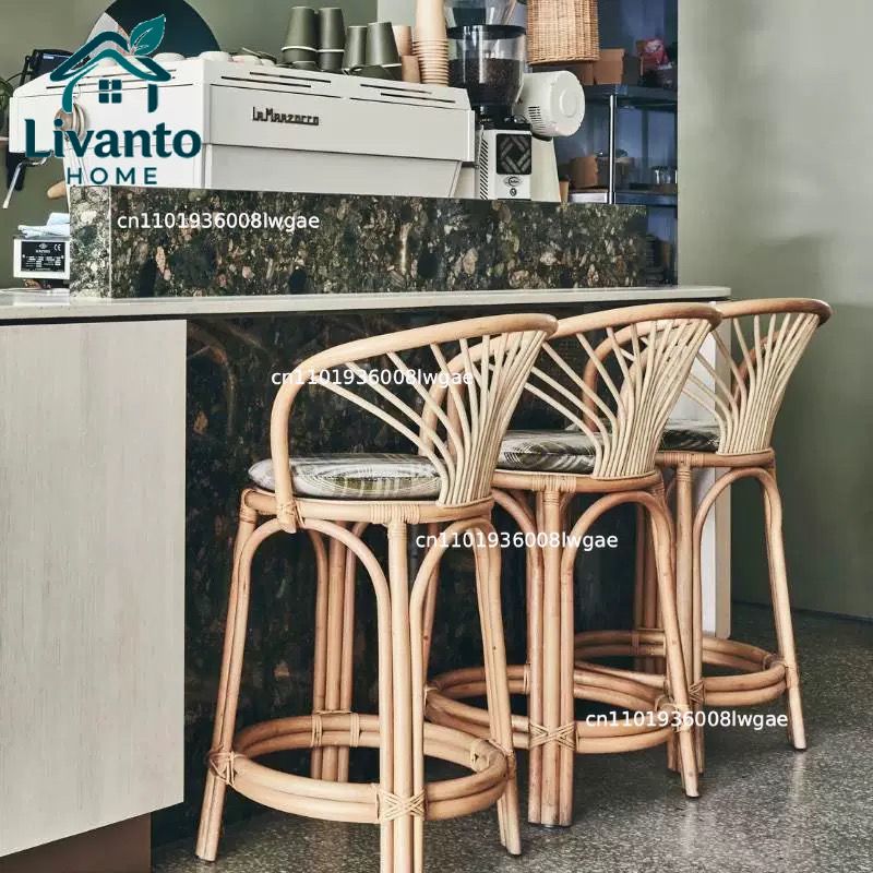 Natural Rattan Bar Stools with - Home Bar Seating reseña y precio