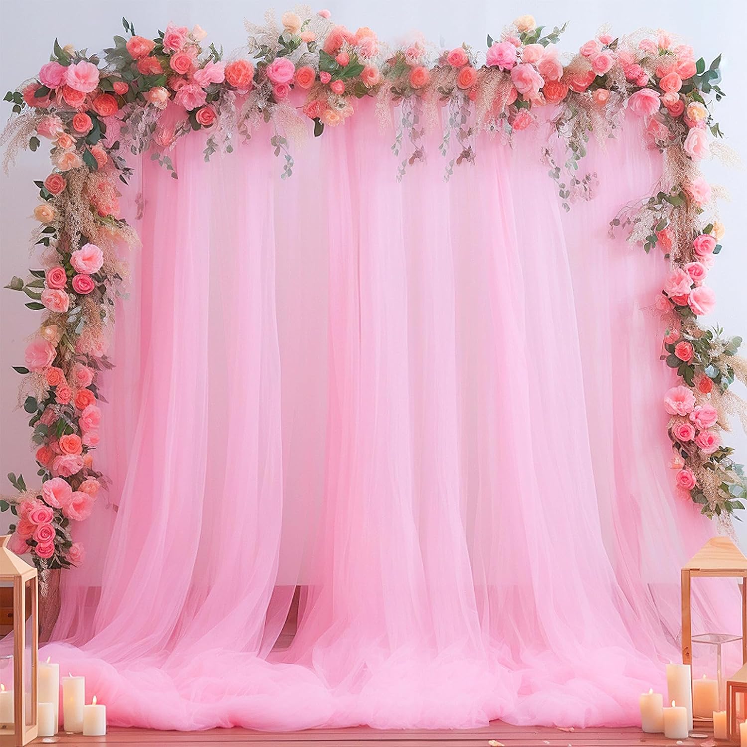 Pink Tulle Backdrop Curtain fo - Home Bargains reseña y precio