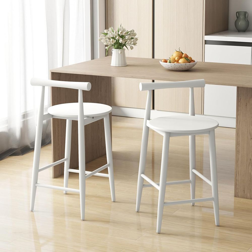 Set of 2 White Wooden Bar Chai - Home Bar And Counter reseña y precio