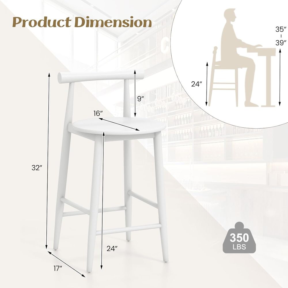 Set of 2 White Wooden Bar Chai - Home Bar And Counter reseña y precio