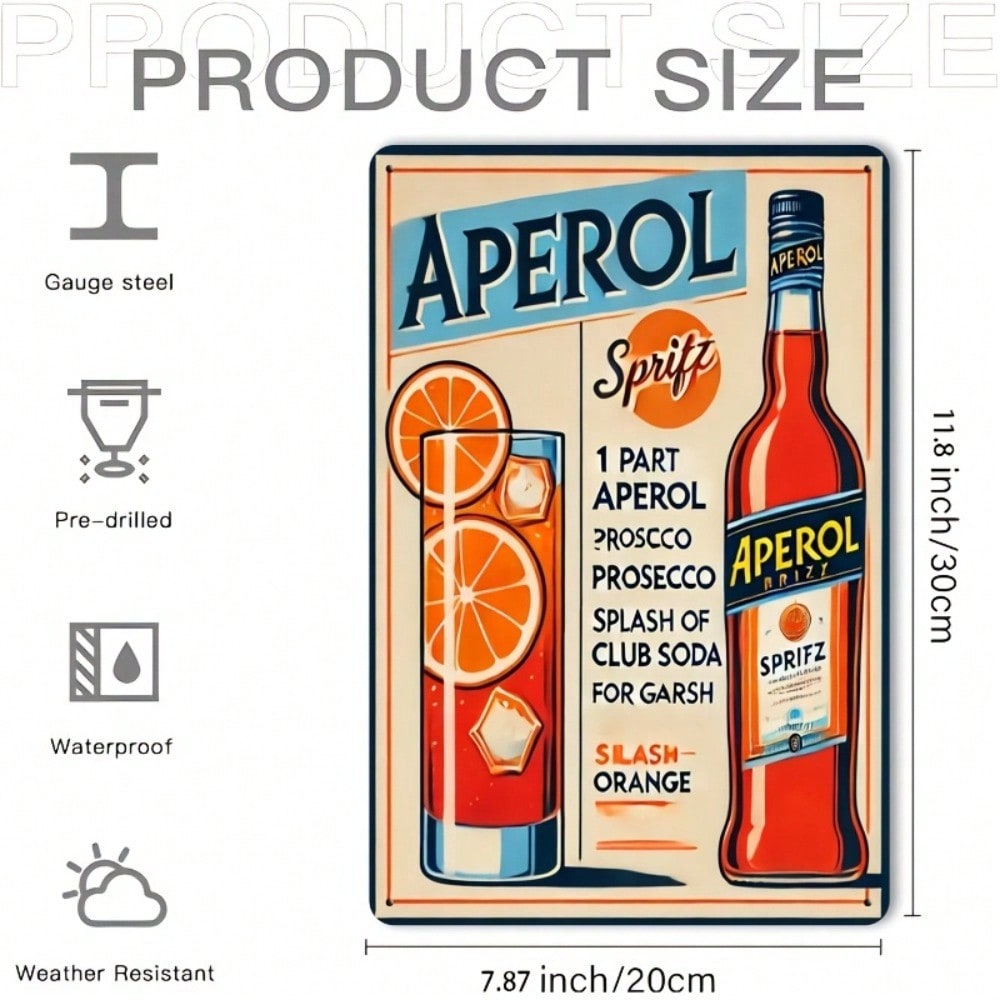 Vintage Aperol Spritz Metal Si - Home Bar Cafe reseña y precio