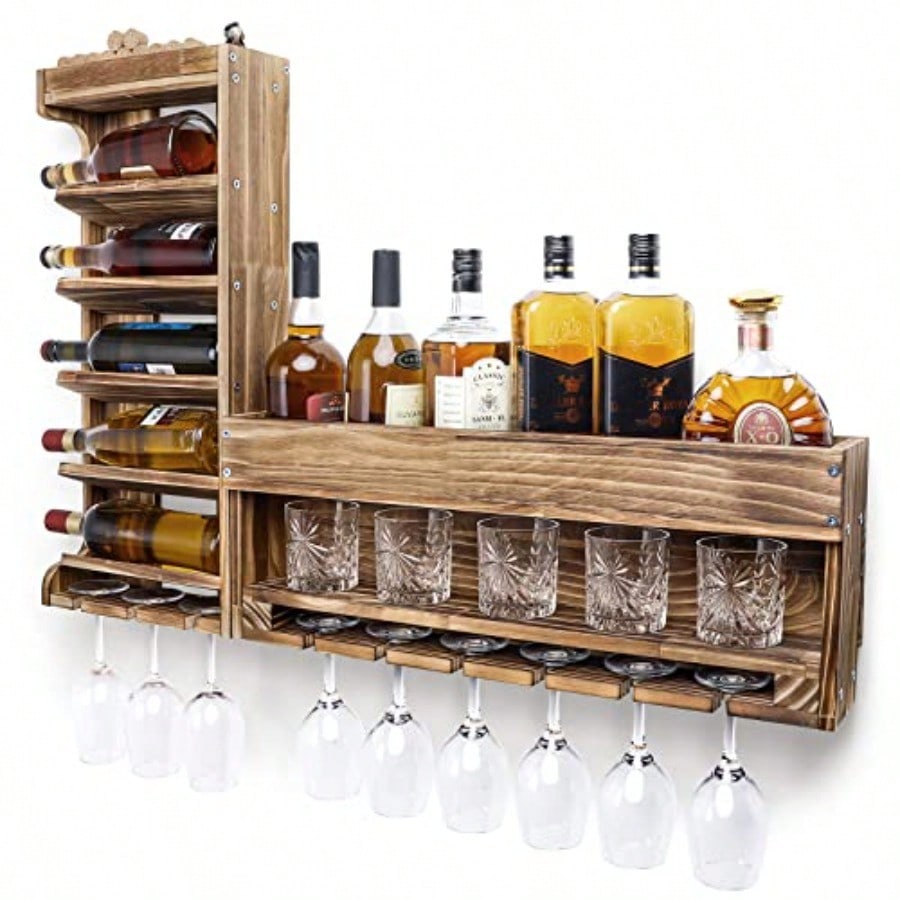 Wine Rack Wall Mounted WoodAlc - Home Bar Shelf reseña y precio