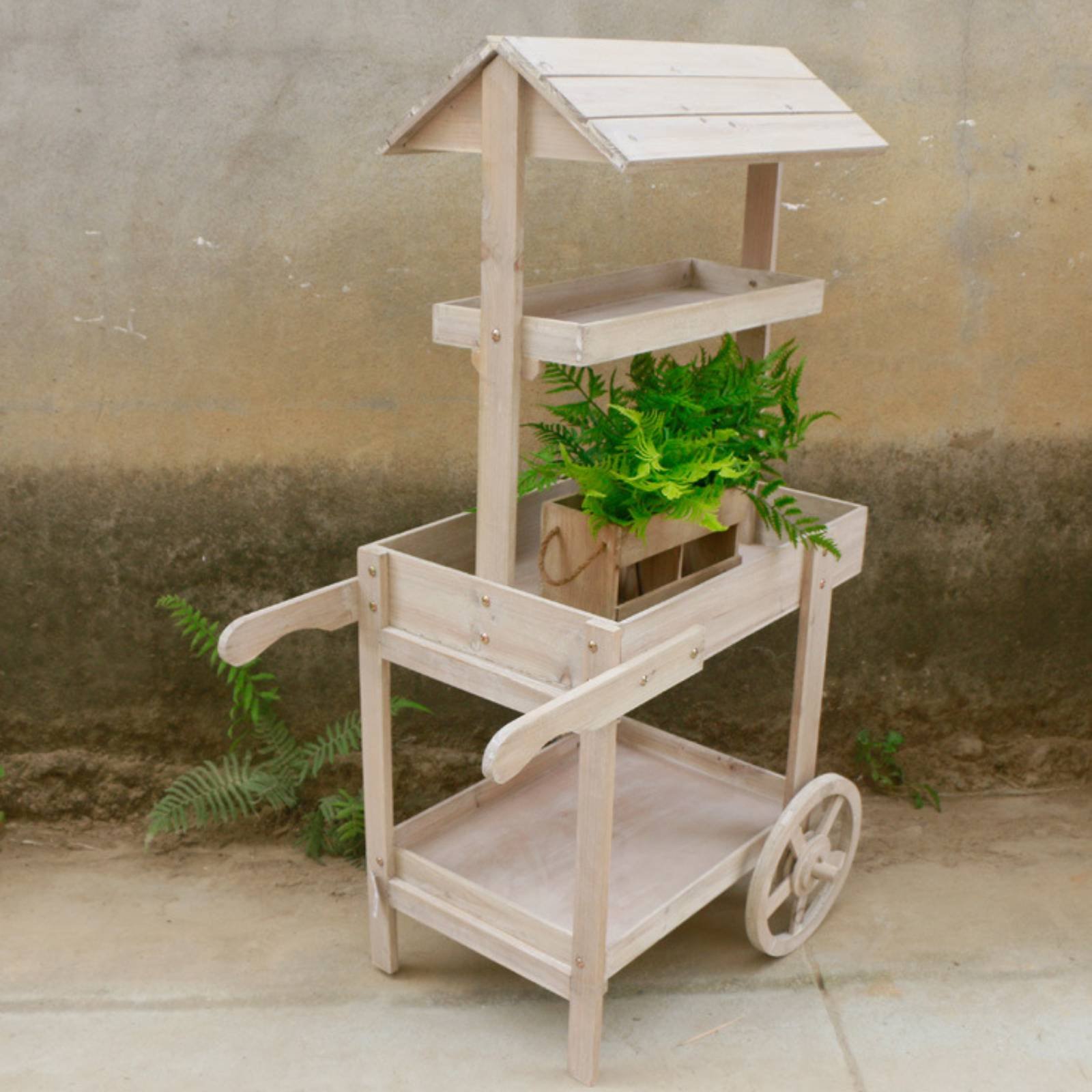 Rustic Display Trolley Wheeled - Home Bar Shelf reseña y precio