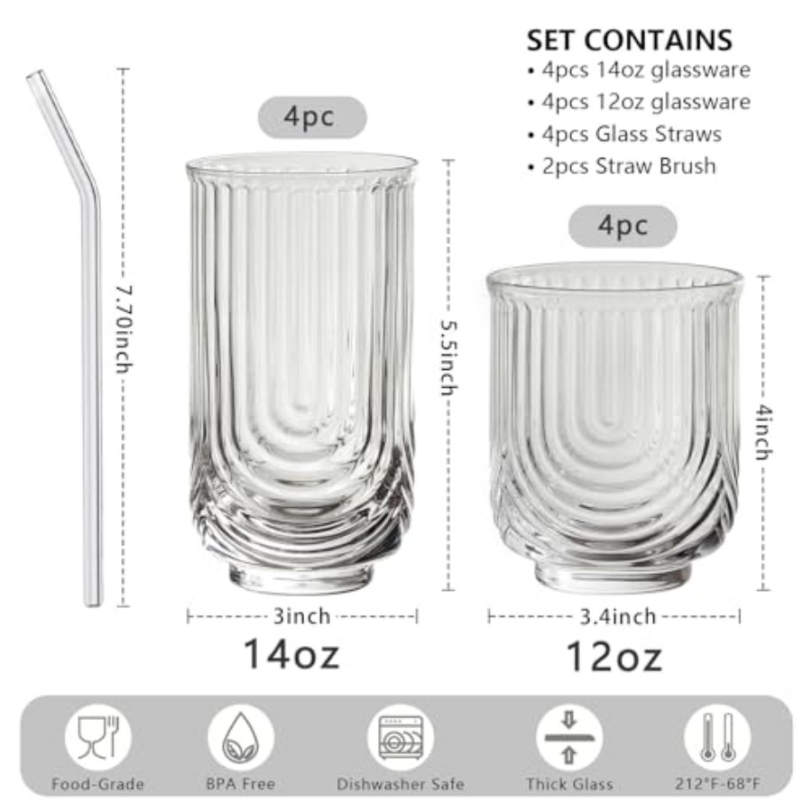 Water Drinking Glasses Set of  - Highball Glass Set reseña y precio