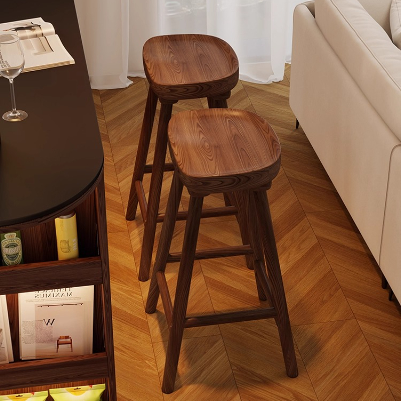 Solid Wood Curved Bar Stool Hi - Home Bar Seating reseña y precio