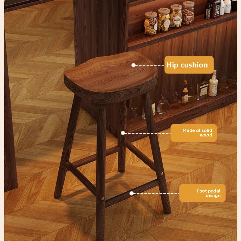 Solid Wood Curved Bar Stool Hi - Home Bar Seating reseña y precio