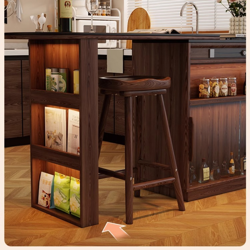 Solid Wood Curved Bar Stool Hi - Home Bar Seating reseña y precio