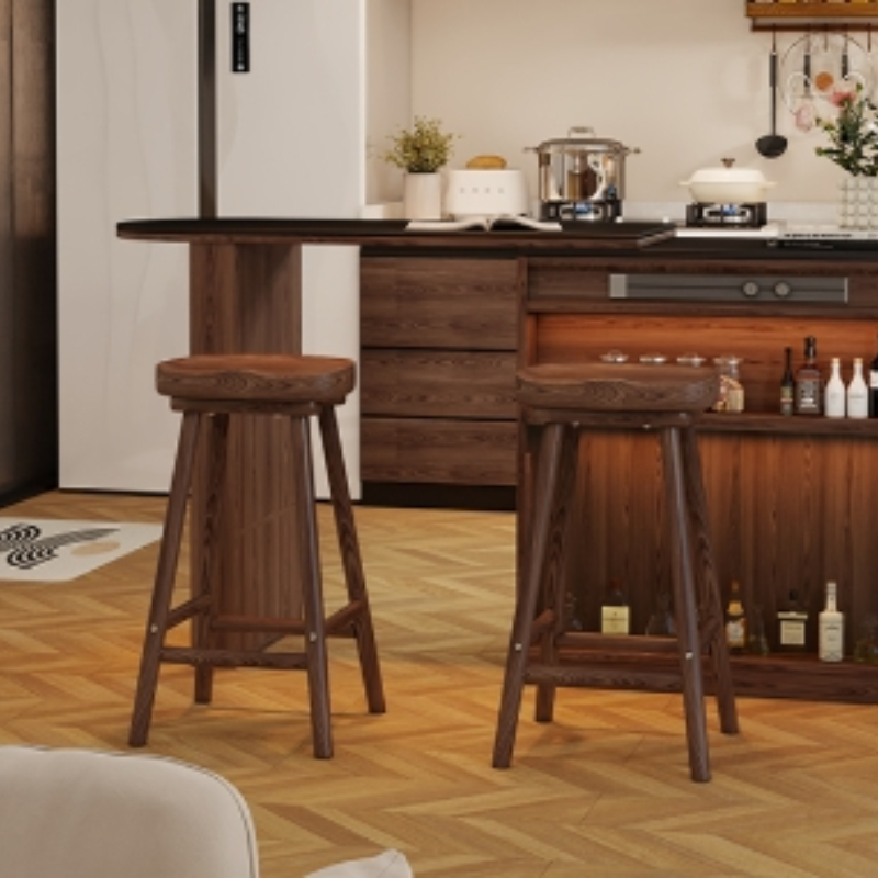 Solid Wood Curved Bar Stool Hi - Home Bar Seating reseña y precio