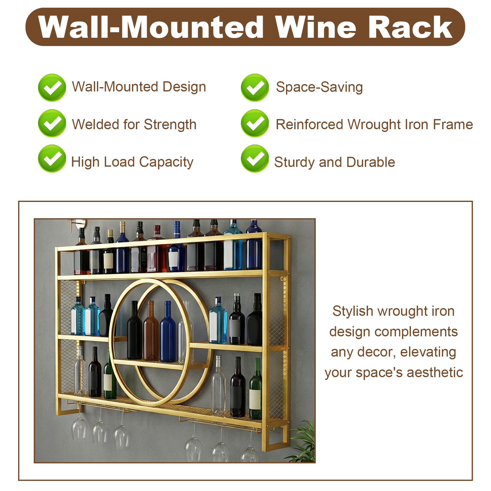 Wine Glass Rack Floating Bar S - Home Bar Shelf reseña y precio