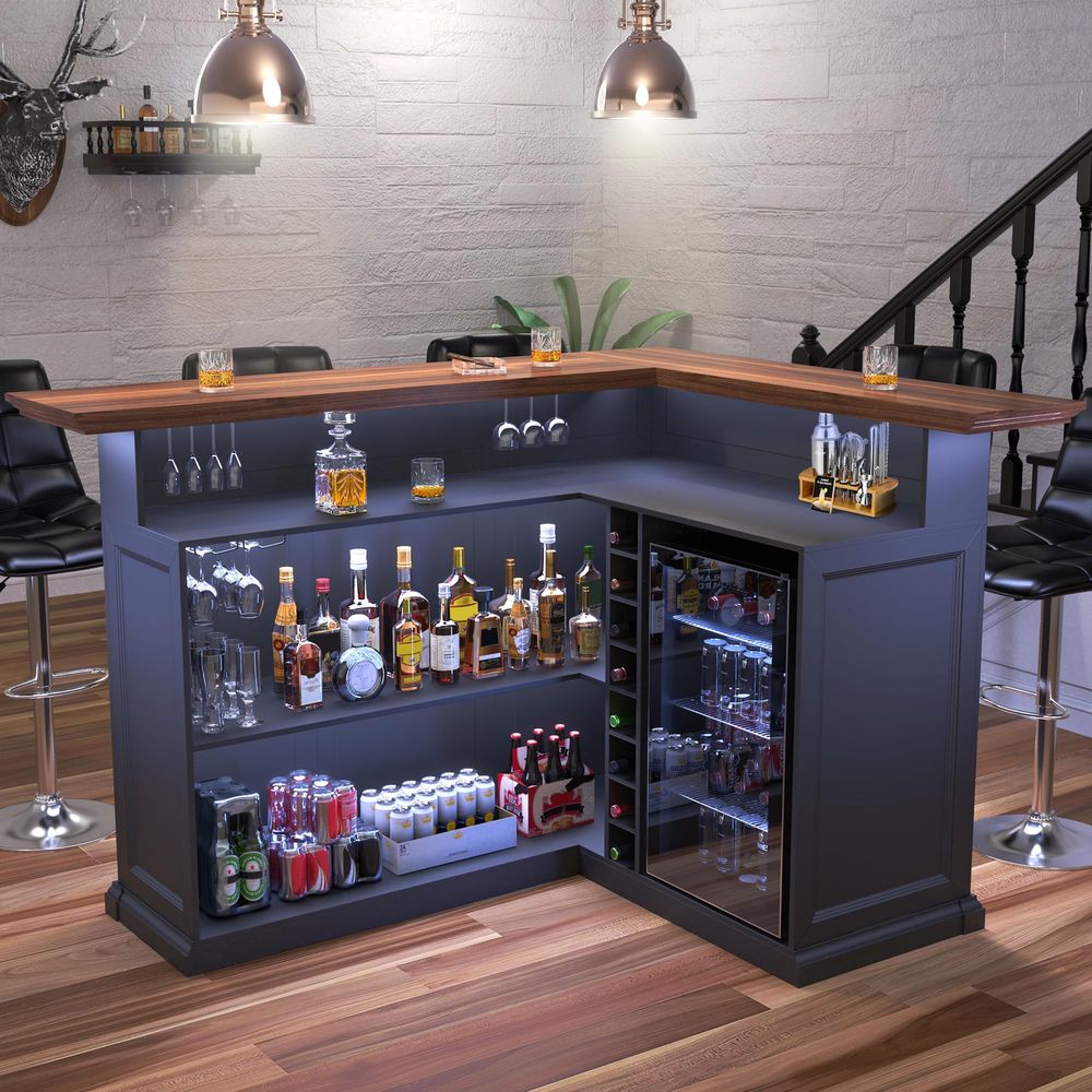 L Shaped Home Bar Cabinet with - Home Bar And Fridge reseña y precio