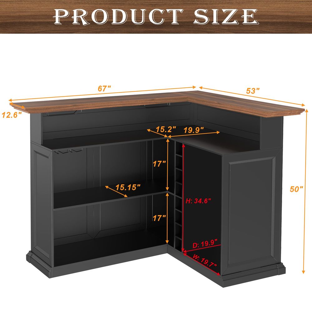 L Shaped Home Bar Cabinet with - Home Bar And Fridge reseña y precio