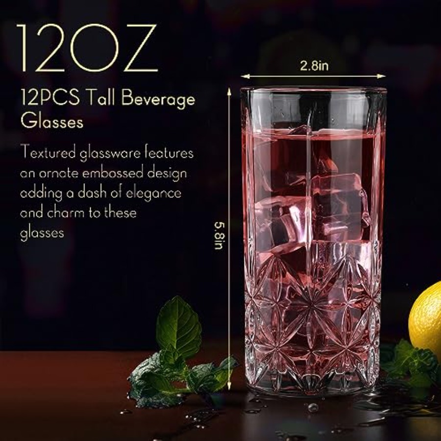 Set of 12 Tall Highball Glasse - Highball Glass Set reseña y precio