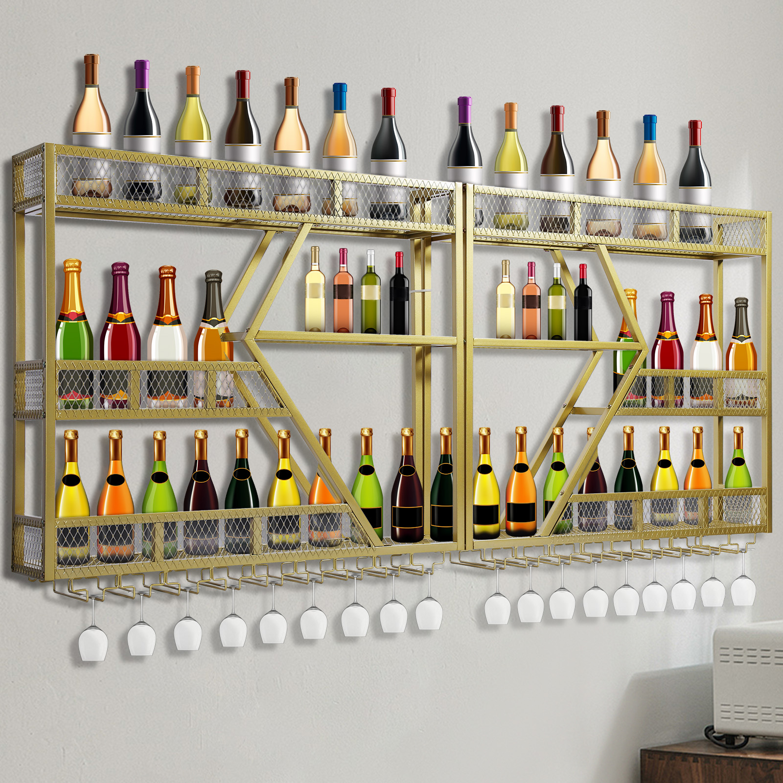 Metal Wine Storage Rack Wall M - Home Bar Shelf reseña y precio
