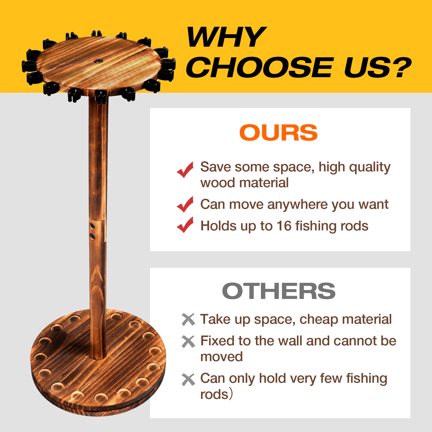Round Carbonized Wood Fishing  - Home Bar Stand reseña y precio
