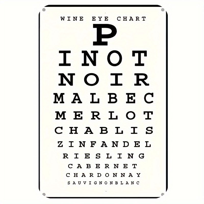 Vintage Wine Eye Chart Metal S - Home Bar Cafe reseña y precio