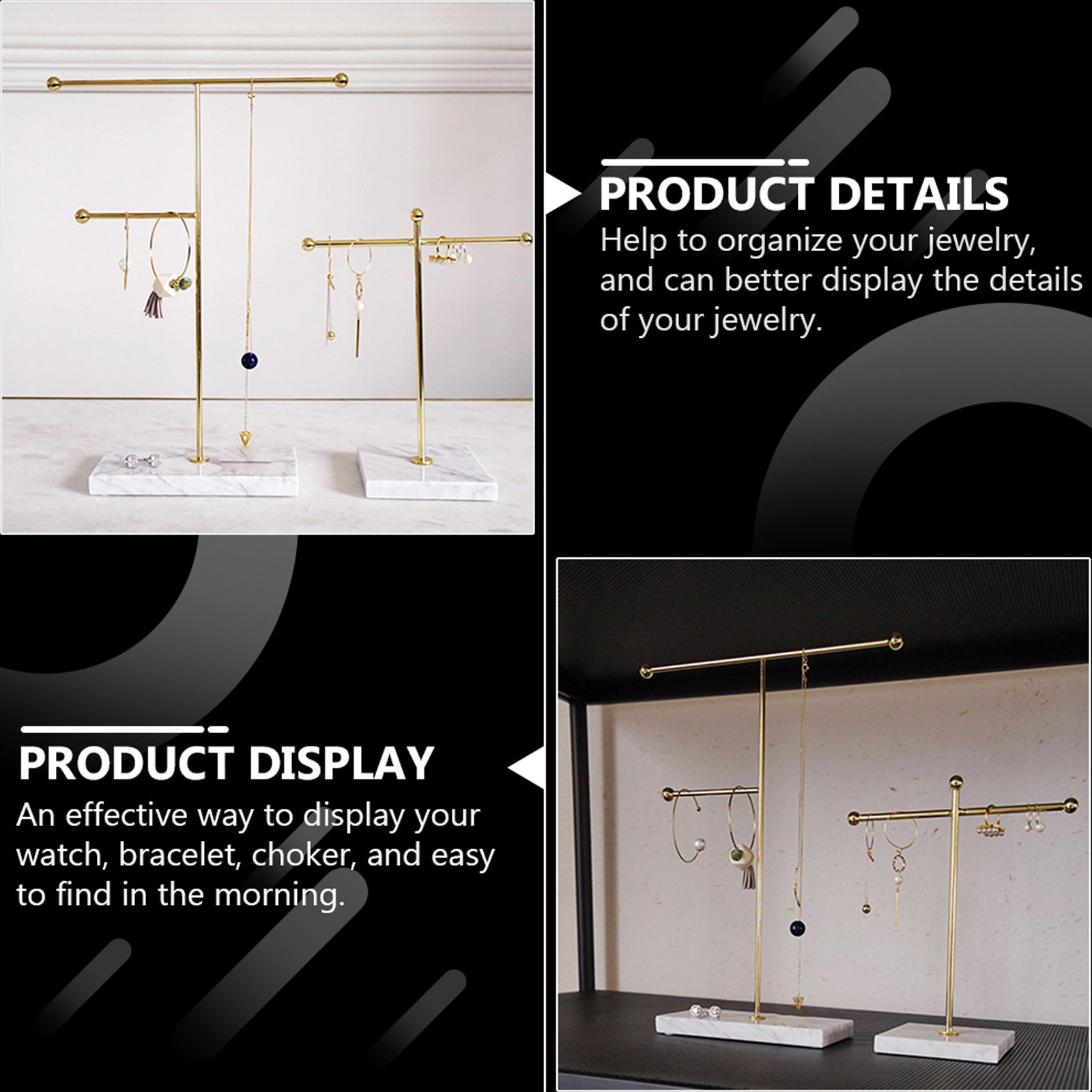 Marble Base T-Bar Jewelry Hold - Home Bar Stand reseña y precio