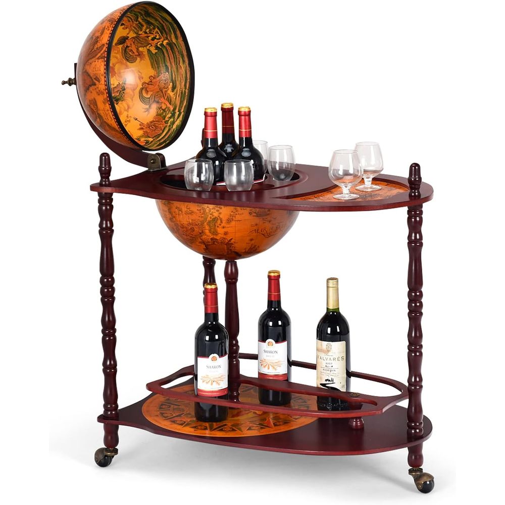 Vintage 34.5 Wheeled Globe Bar - Home Bar Shelf reseña y precio