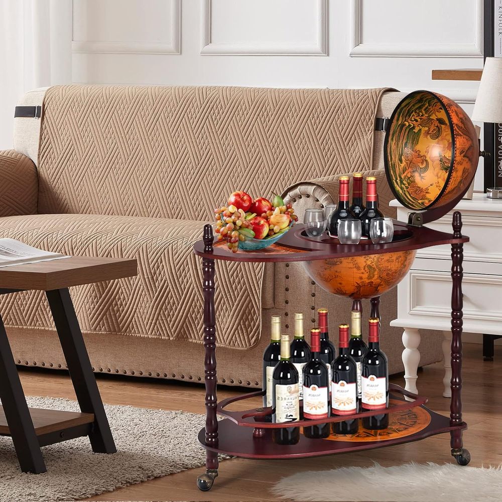 Vintage 34.5 Wheeled Globe Bar - Home Bar Shelf reseña y precio