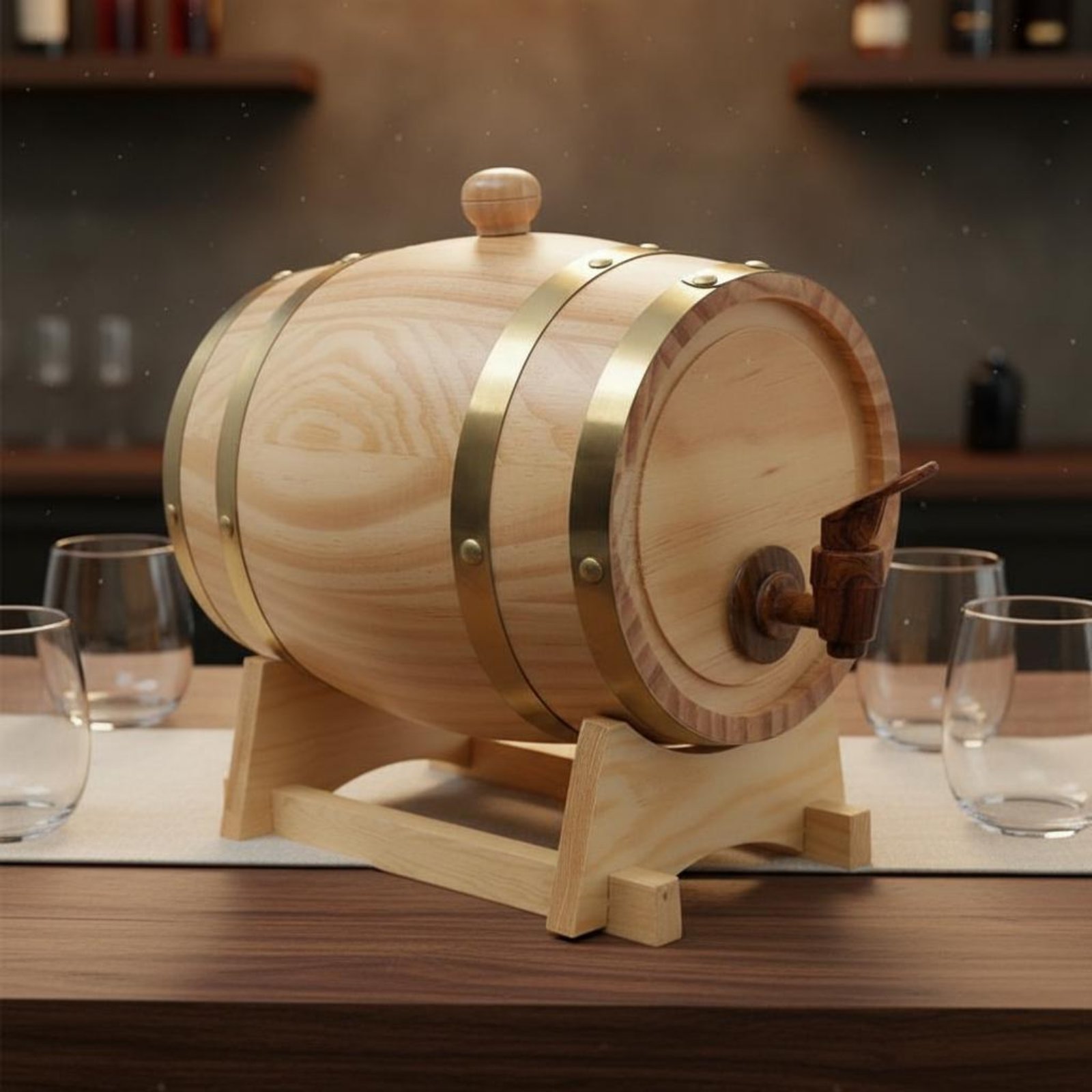 Fir Wood Barrel with Spigot Le - Home Bar Stand reseña y precio