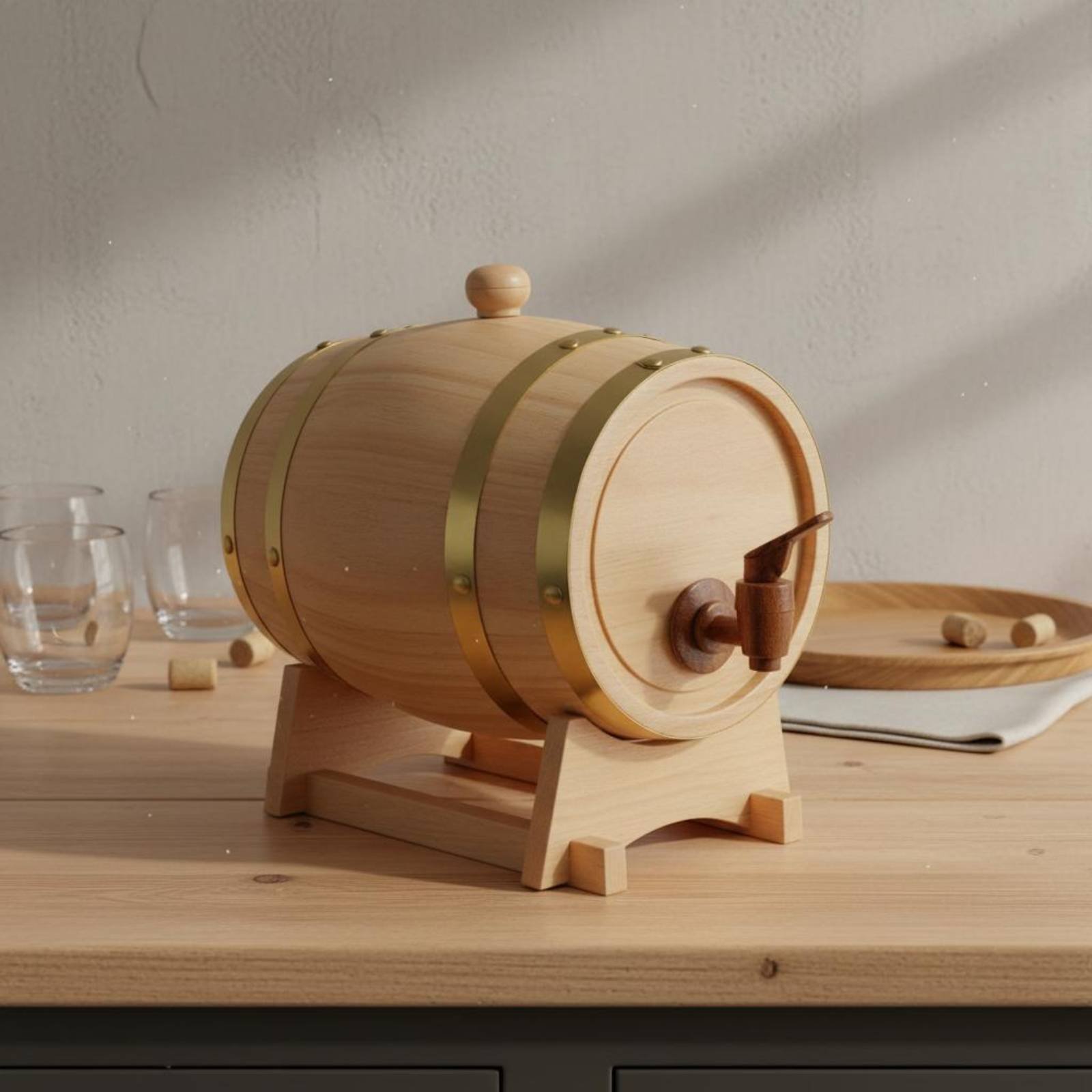 Fir Wood Barrel with Spigot Le - Home Bar Stand reseña y precio