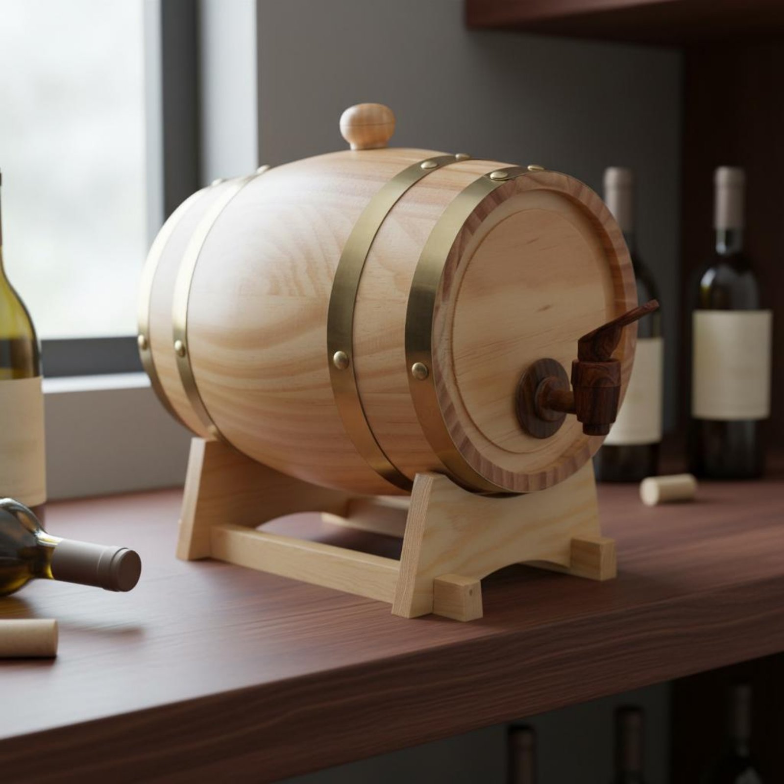 Fir Wood Barrel with Spigot Le - Home Bar Stand reseña y precio