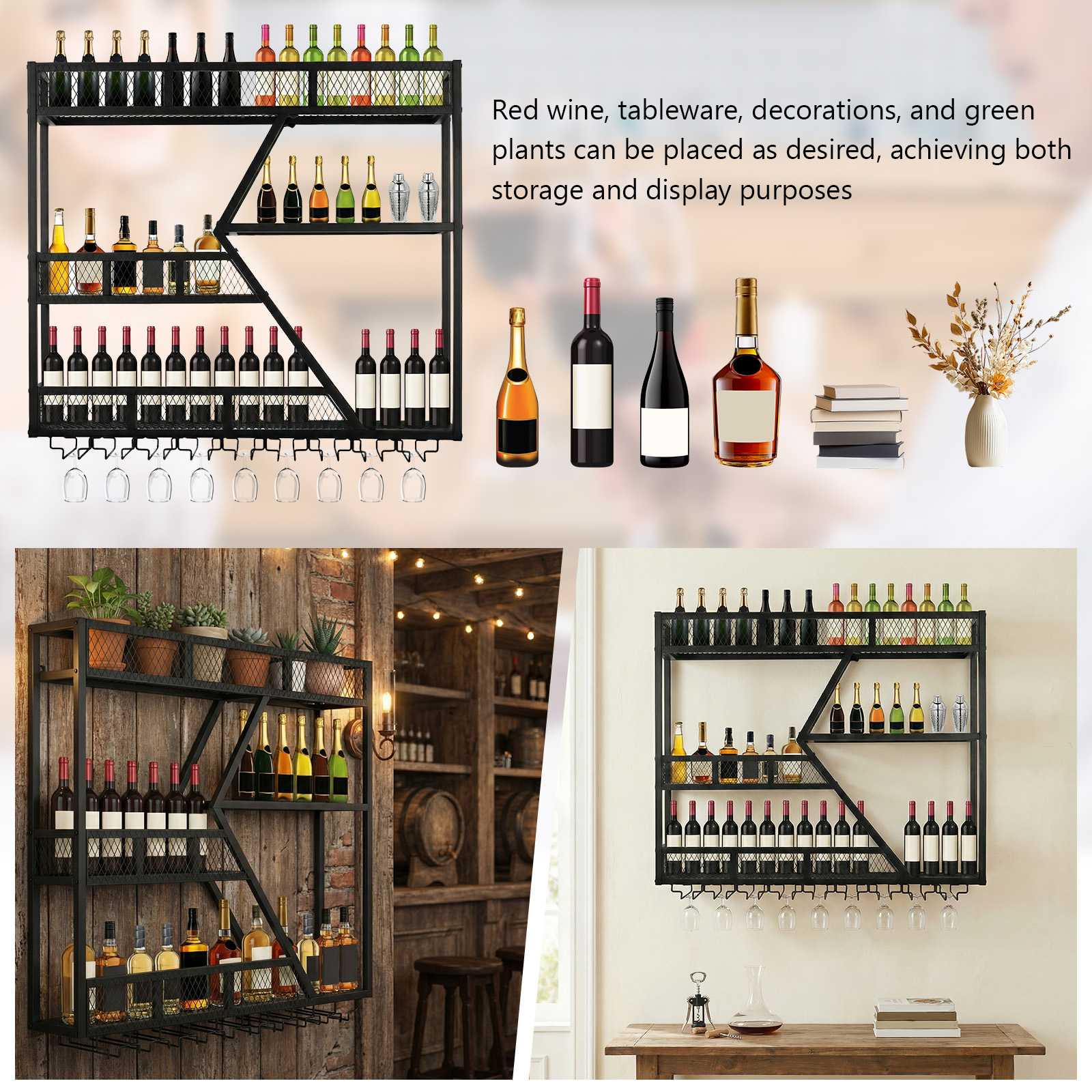 39in 3-Tiers Floating Bar Shel - Home Bar Shelf reseña y precio