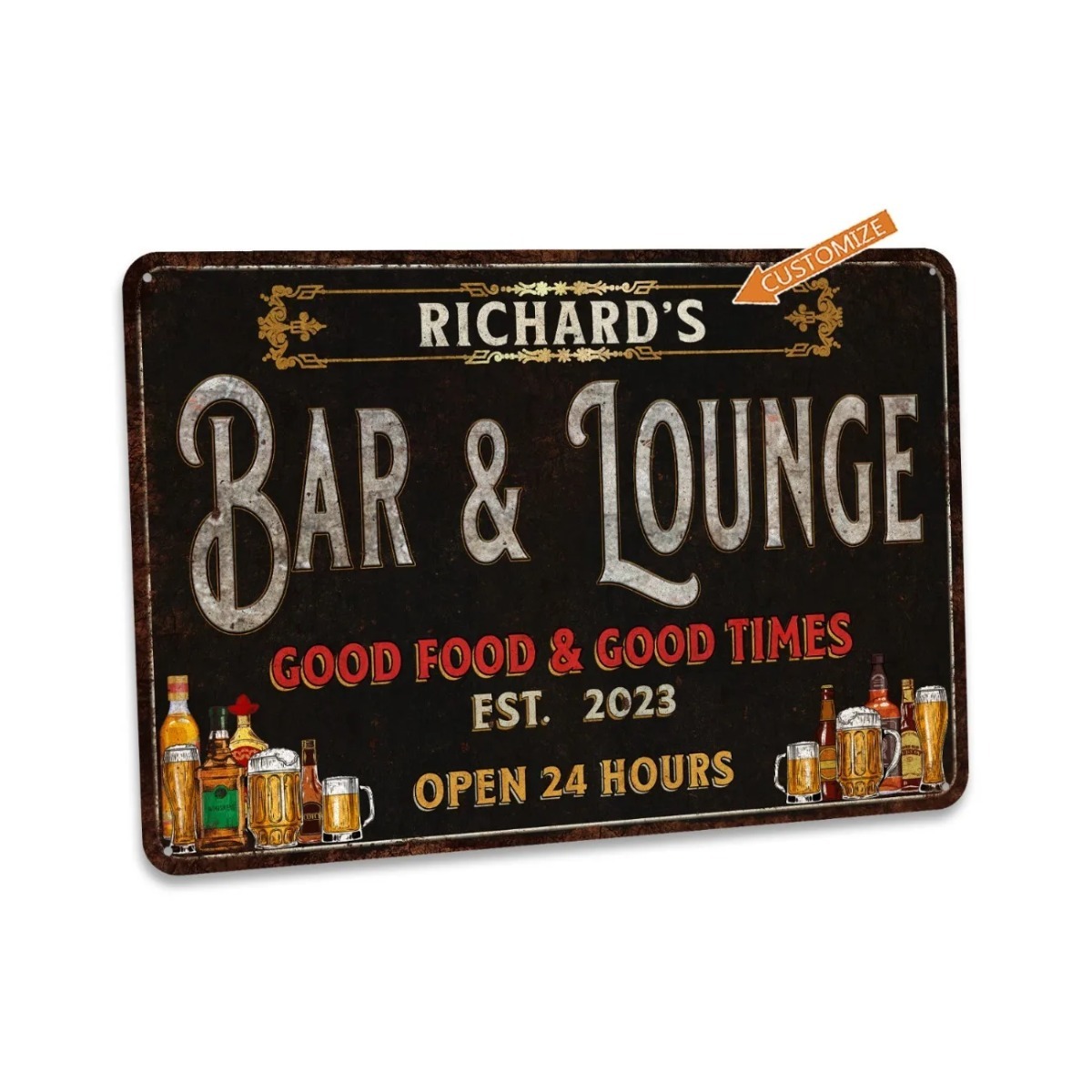 Custom Bar & Lounge Sign Bar a - Home Bar Lounge reseña y precio