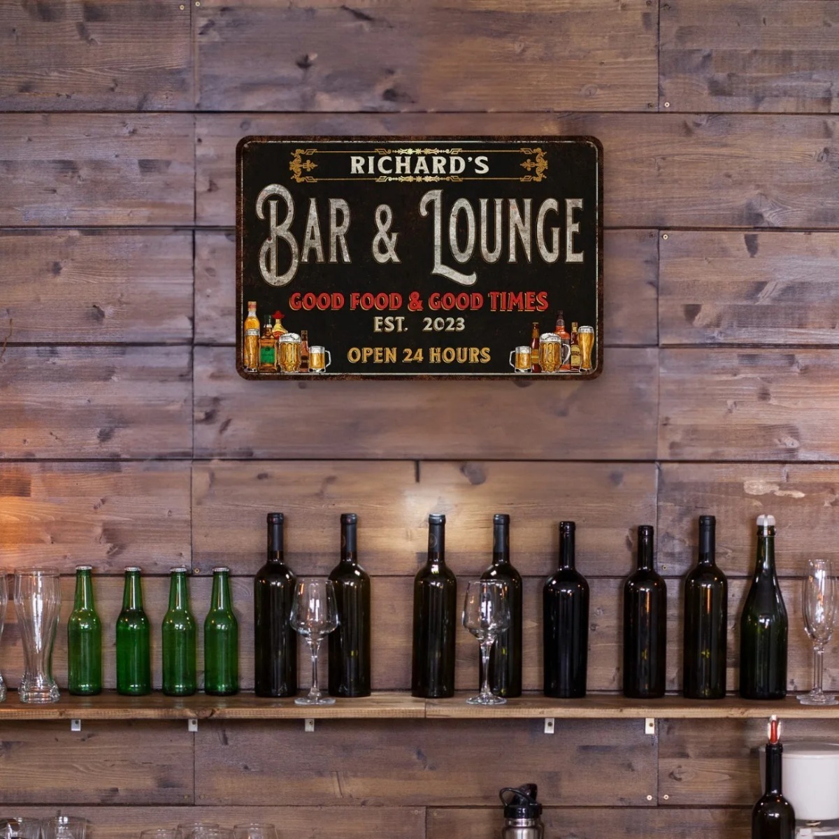 Custom Bar & Lounge Sign Bar a - Home Bar Lounge reseña y precio