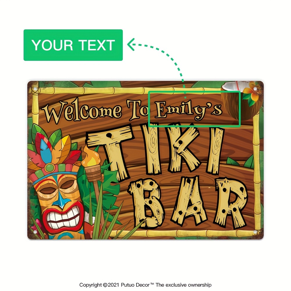 Custom  Decor Tiki Bar Sign, P - Home Bar Cafe reseña y precio