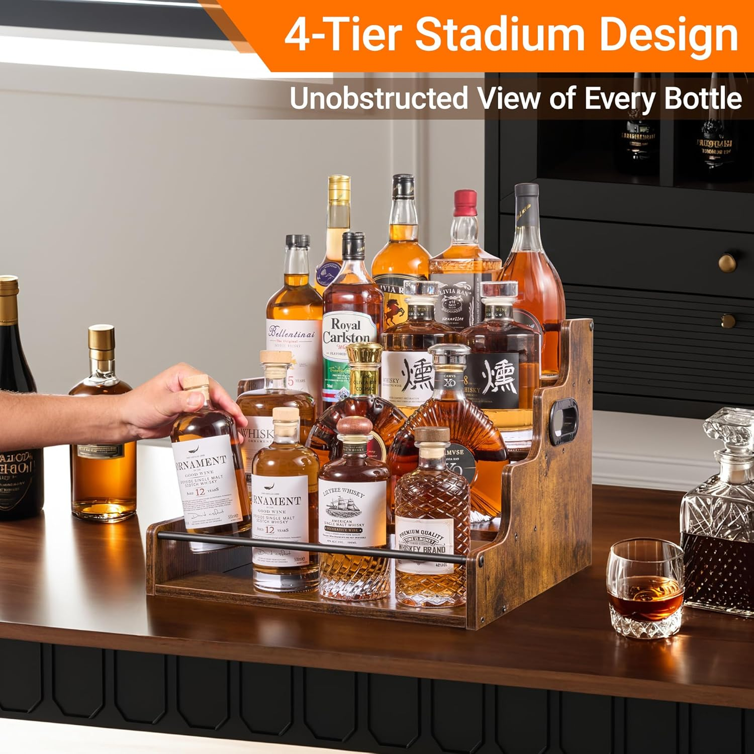 Liquor Bottle Display Shelf, C - Home Bar Stand reseña y precio