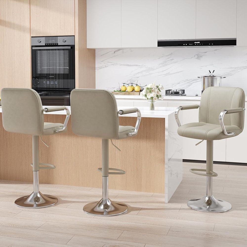 3 Beige Adjustable Swivel Coun - Home Bar Seating reseña y precio