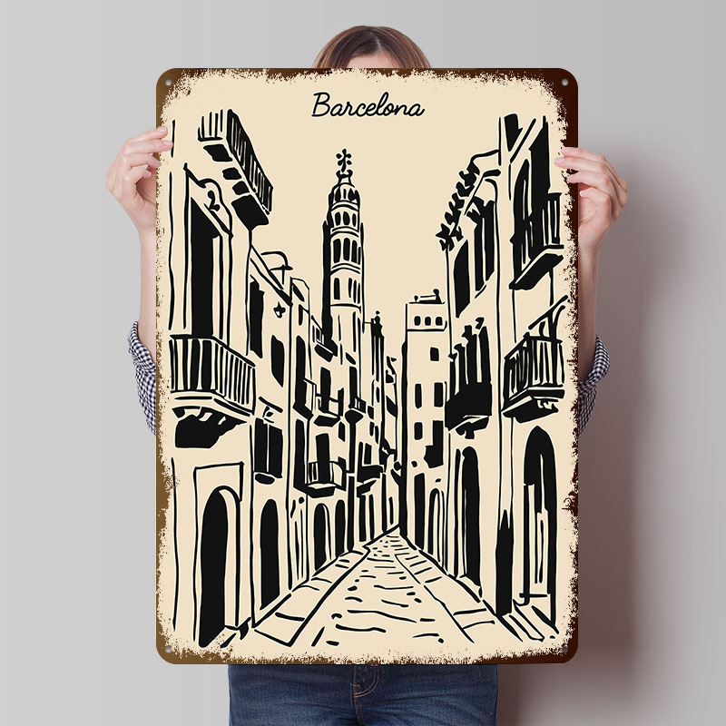 Barcelona Street Metal Poster  - Home Barcelona reseña y precio