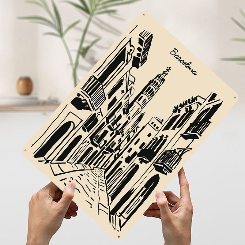 Barcelona Street Metal Poster  - Home Barcelona reseña y precio