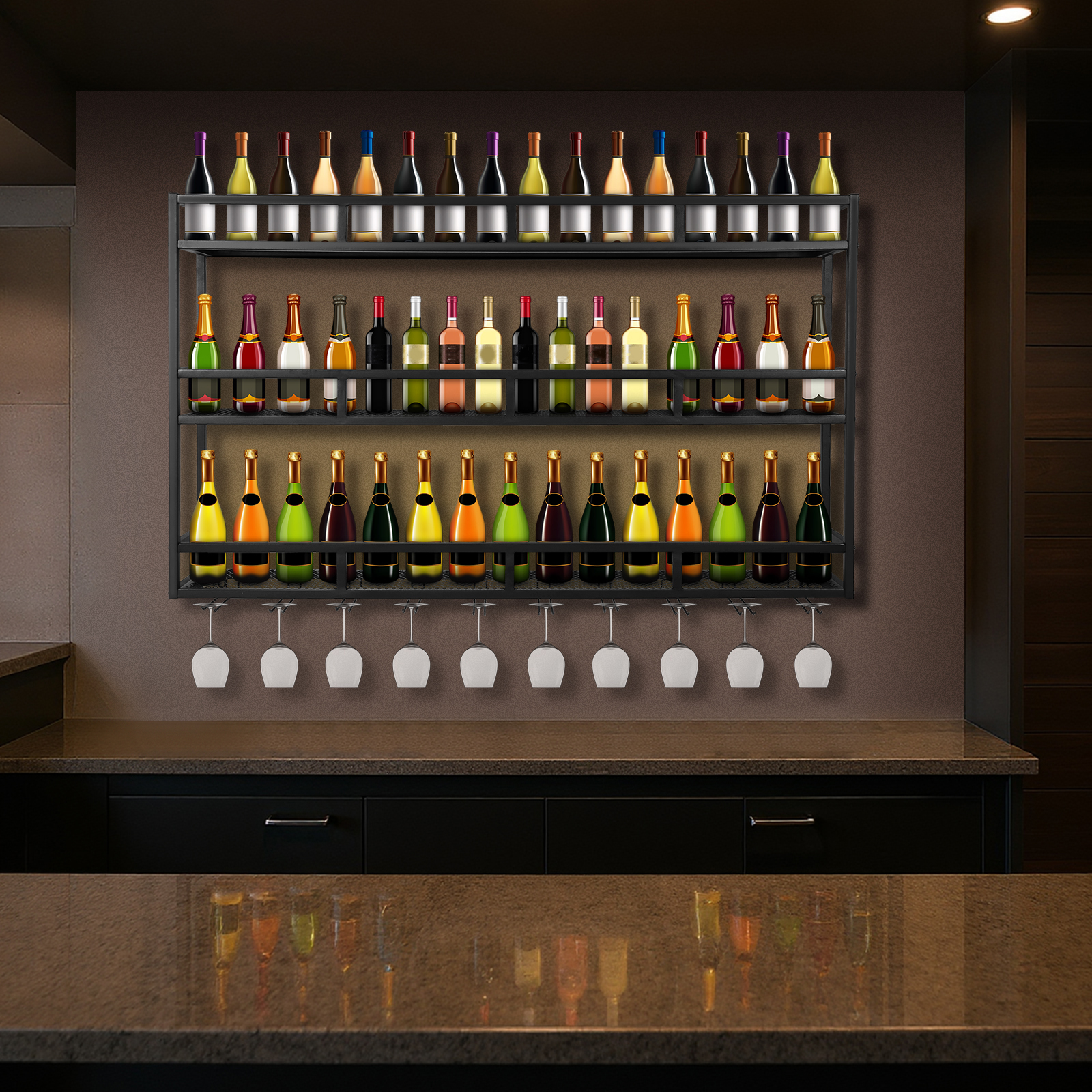 Bar Liquor Bottle Display Shel - Home Bar Shelf reseña y precio