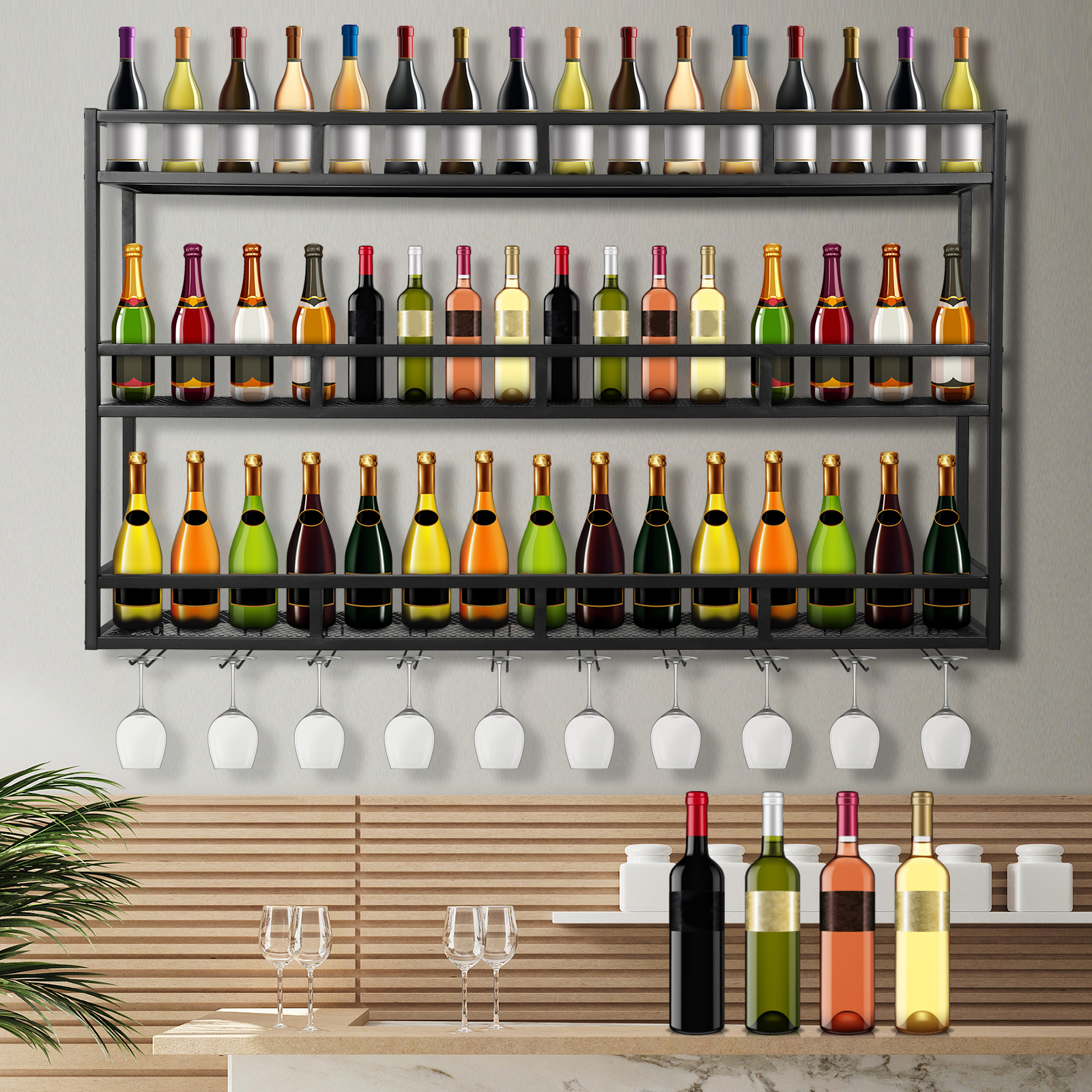 Bar Liquor Bottle Display Shel - Home Bar Shelf reseña y precio