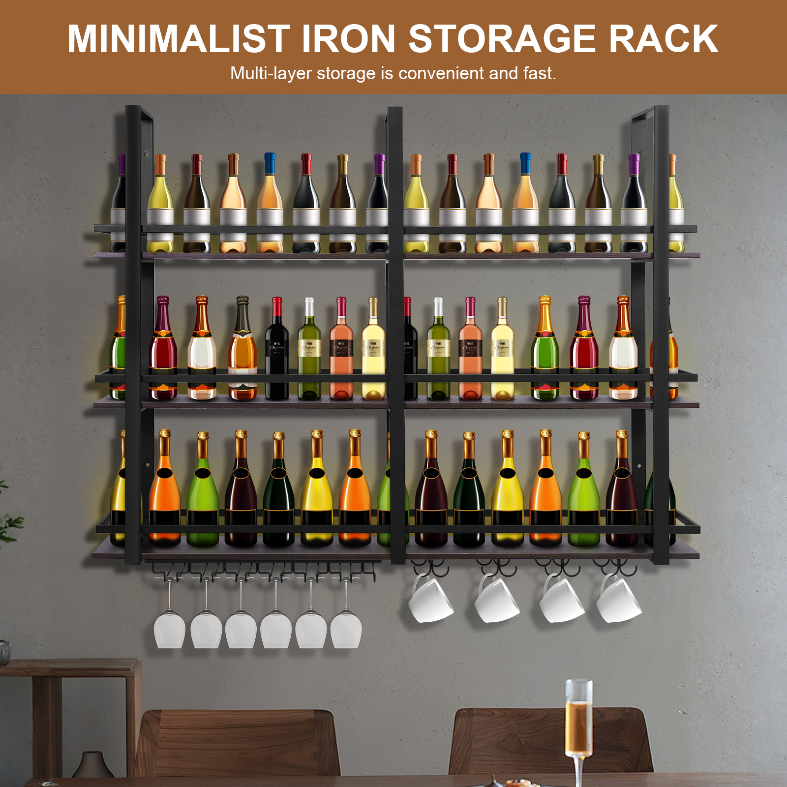 3Tier Wall Mounted Wine Rack B - Home Bar Shelf reseña y precio