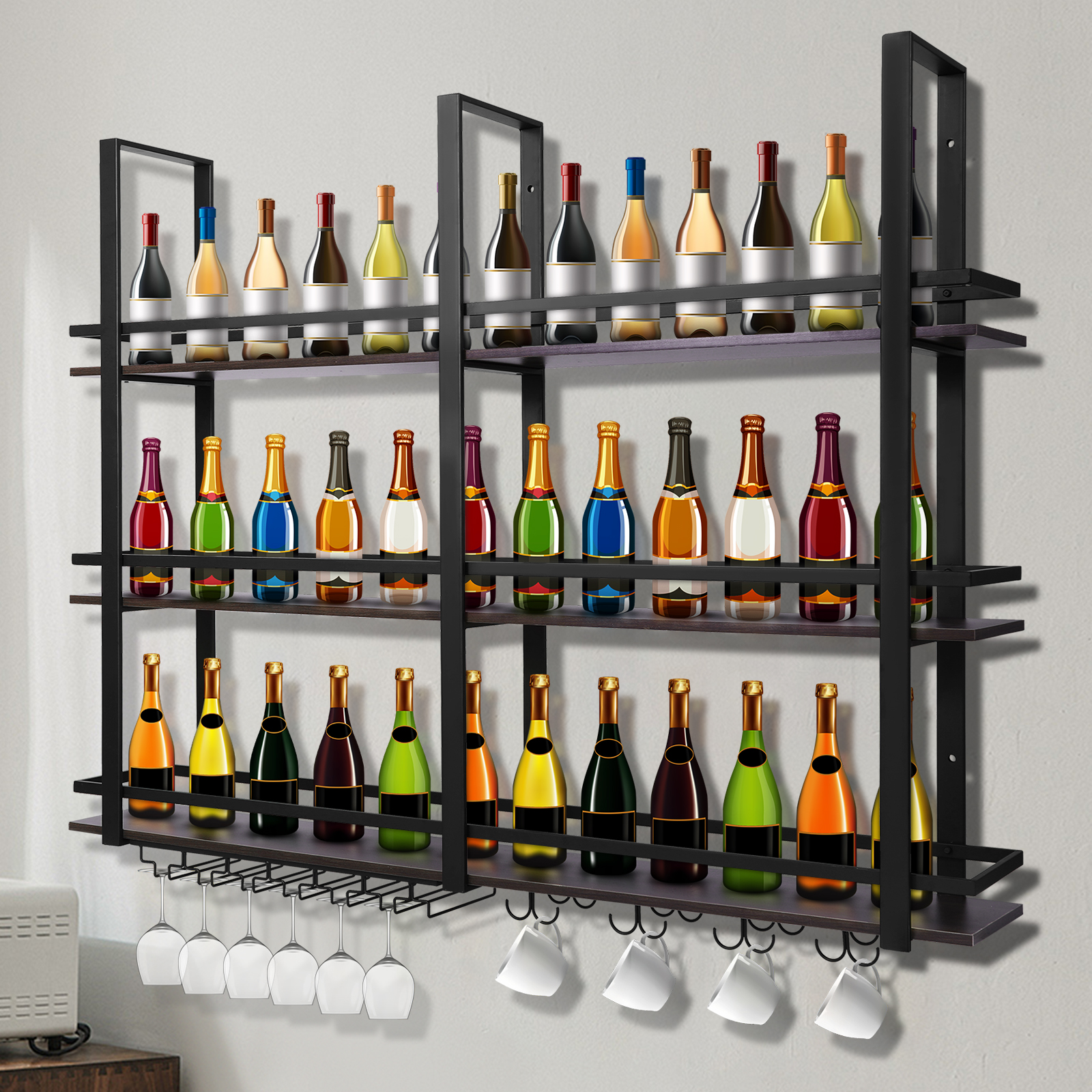 3Tier Wall Mounted Wine Rack B - Home Bar Shelf reseña y precio