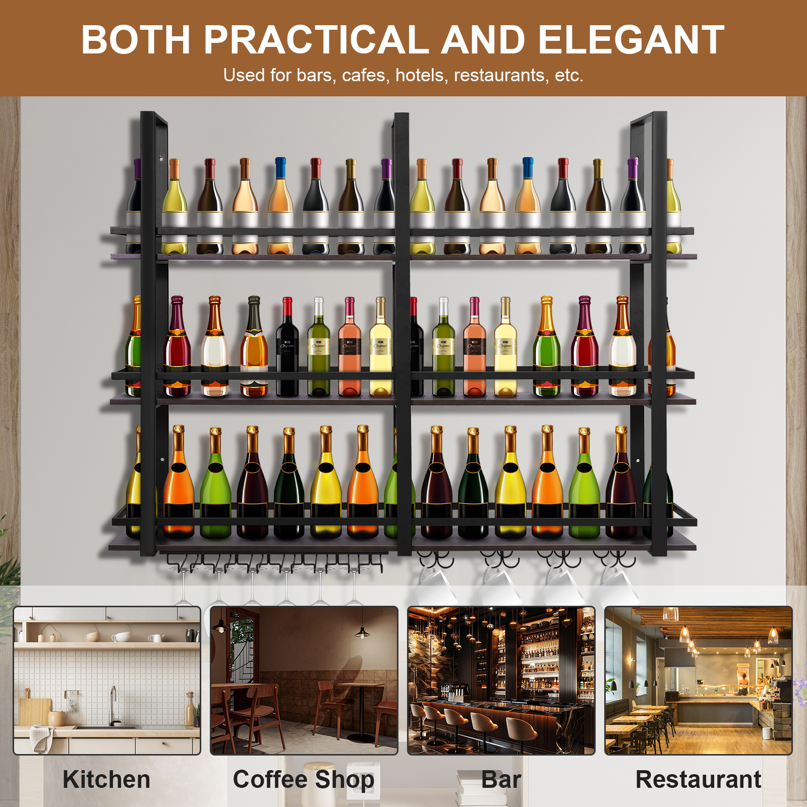 3Tier Wall Mounted Wine Rack B - Home Bar Shelf reseña y precio