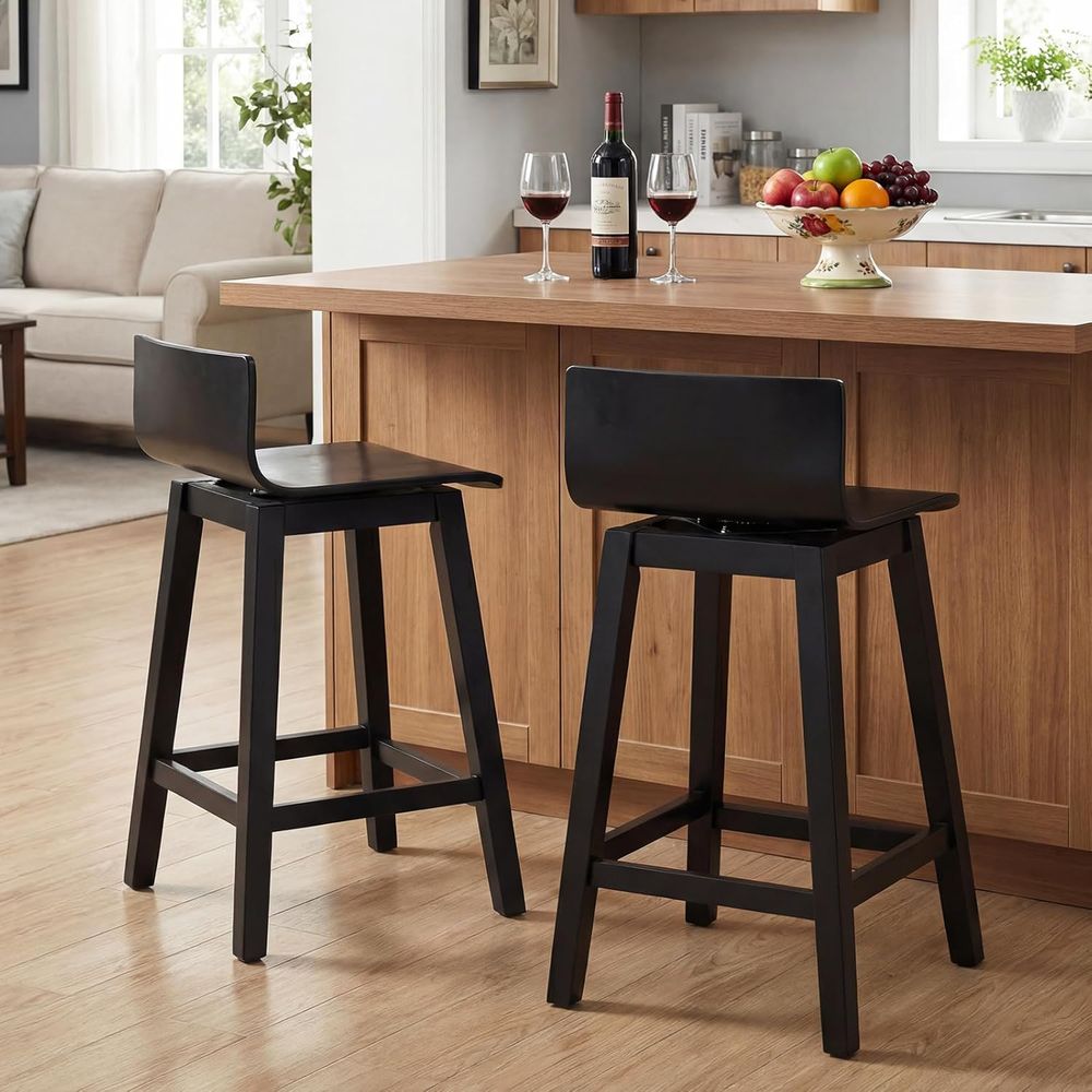 Swivel Solid Wood Bar Stools S - Home Bar And Counter reseña y precio