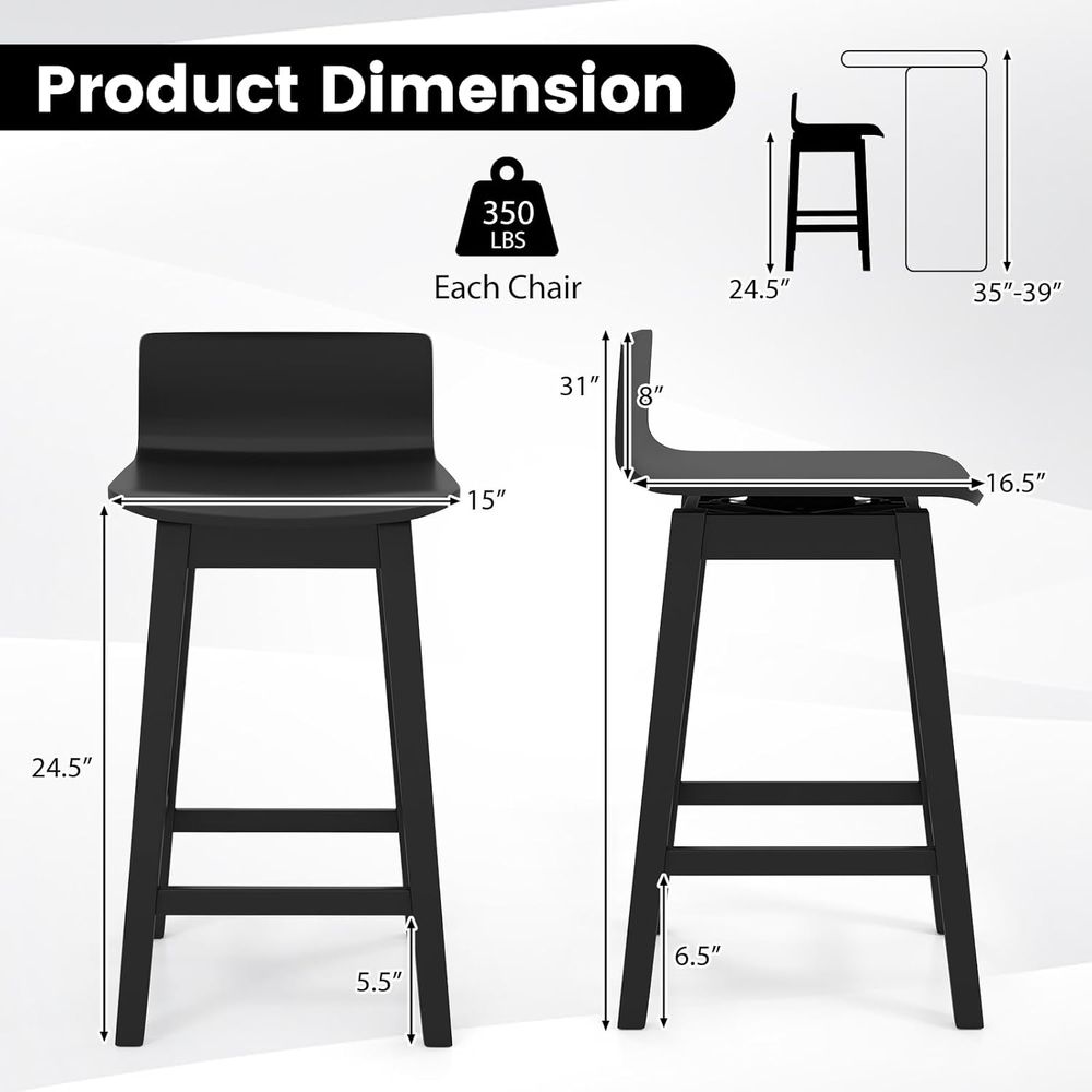 Swivel Solid Wood Bar Stools S - Home Bar And Counter reseña y precio